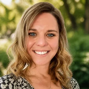 Katie Sieber, LPC-A, smiling outdoors